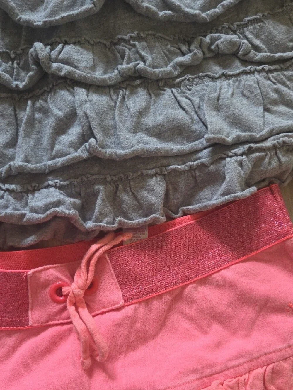 Justice Ruffled Mini Skirts/shorts in Gray and Coral Pink